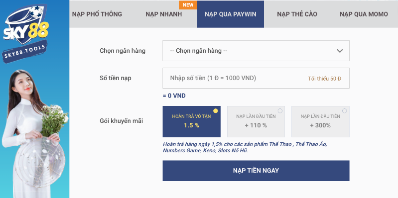 Nạp tiền Paywin sky88